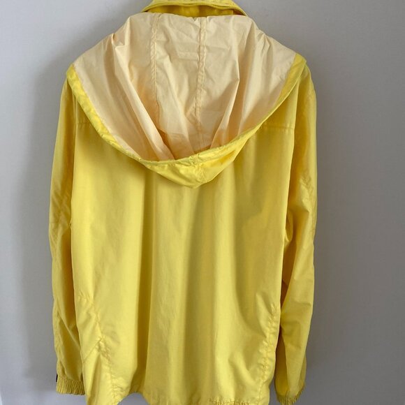 Point Zero Windbreaker Men Women Jacket Yellow/Black Pockets Zipper Hood Size L - Picture 3 of 9